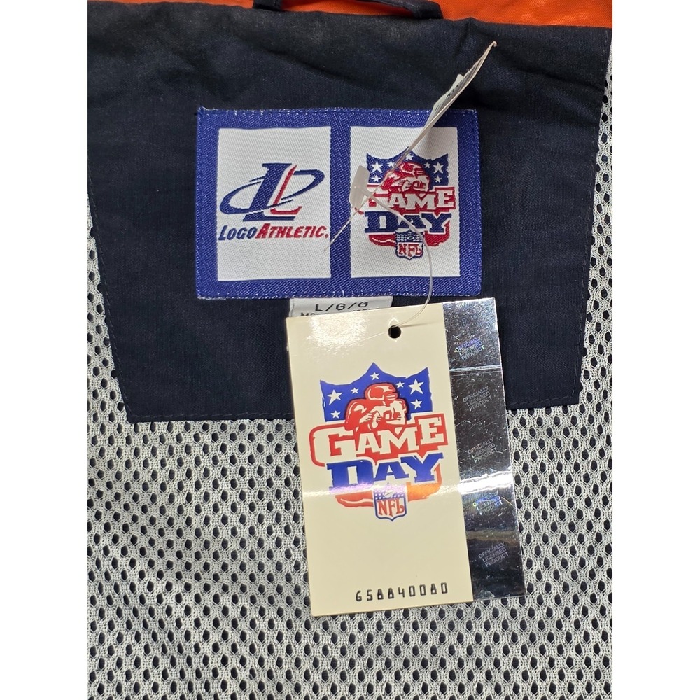 Vintage Logo Athletic Chicago Bears NFL Windbreaker Jacket Navy Orange Mens L NW - Picture 7 of 13